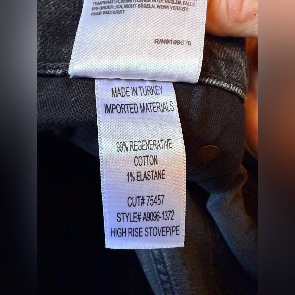 AGOLDE High Rise Stovepipe Jeans Size 29 Metal Black Denim 28" Inseam - Picture 7 of 12